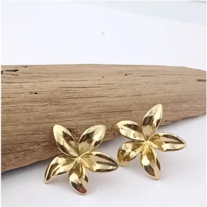 Boucles d’oreilles lobe puce fleur dorée