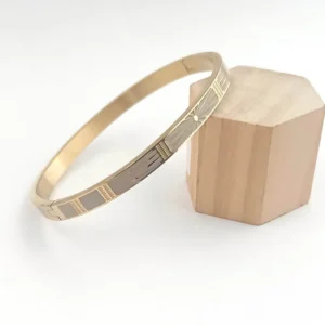Collection de bracelets jonc en acier émaillé beige Solaris