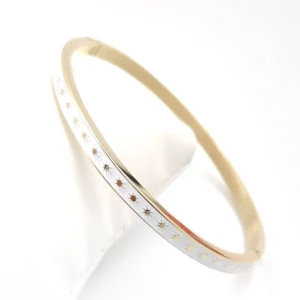 jonc en acier inoxydable pour femme bracelet émaillé couleur blanc