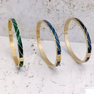 Collection bracelets joncs fermés pour femme en acier émaillé coloré