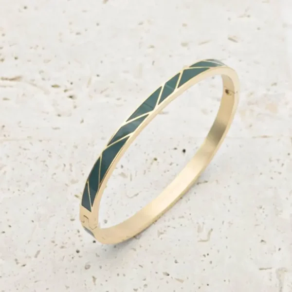 bracelet jonc en acier inoxydable émail couleur vert