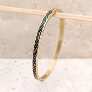 Bracelet jonc fermé émaillé couleur noire