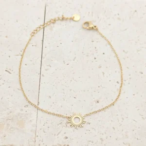 Bijou femme minimaliste – bracelet doré avec soleil ajouré