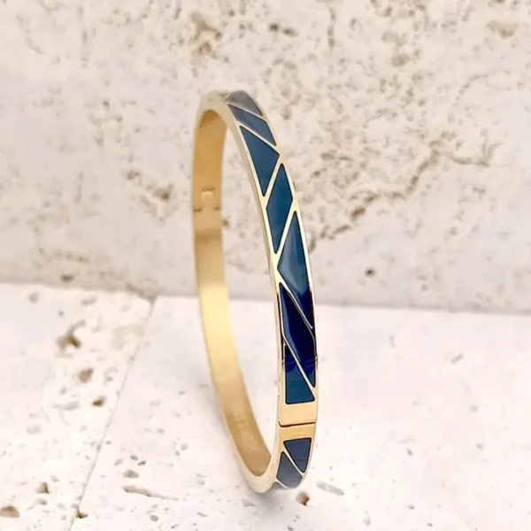 bracelet jonc en acier inoxydable émail couleur bleu
