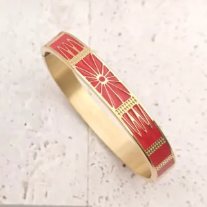 Bracelet jonc rigide en acier emaillé couleur rouge