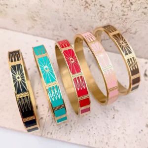 bracelets joncs acier rigide fermés acier colorés