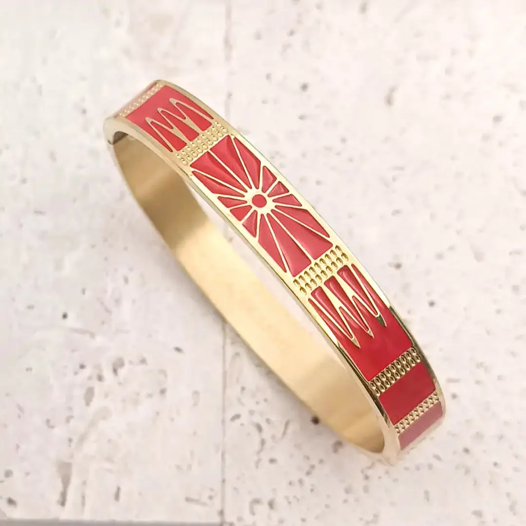 Bracelet jonc rigide en acier emaillé couleur rouge