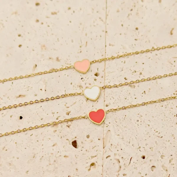 Bracelets Acier Enfant – Design Cœur avec Chaîne Résistante et Moderne