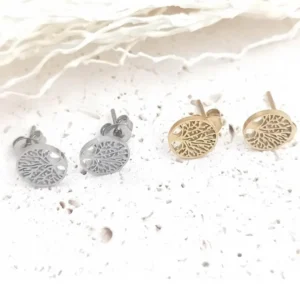boucles-oreilles-puces-arbre-de-vie-acier-dore-argente