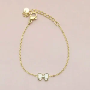 Bracelet enfant en acier doré avec noeud colorée ajustable pour petite fille 4 à 9 ans