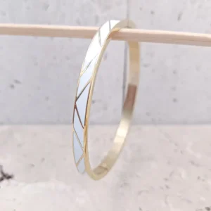 Bracelet jonc acier émaillé blanc