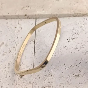 Bracelet moderne jonc rigide en acier inoxydable doré