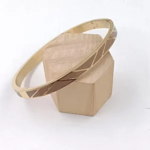 bracelet jonc acier pour femme émaillé couleur taupe sur tout le tour du bracelet