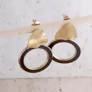Boucles d’oreilles en acier inoxydable doré et noir, au design géométrique moderne et élégant pour femme
