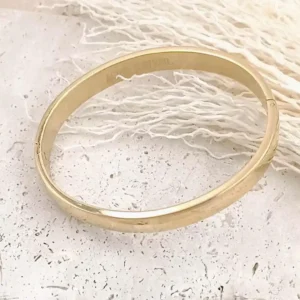 Bracelet jonc en acier inoxydable doré brillant pour femme, bijou chic et intemporel