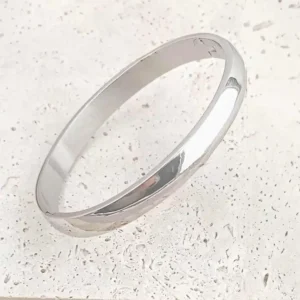 Bracelet jonc en acier inoxydable argenté brillant pour femme, bijou chic et intemporel