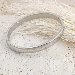 Bracelet jonc en acier inoxydable argenté brillant pour femme, bijou chic et intemporel