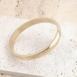Bracelet jonc rigide en acier inoxydable doré brillant pour femme, bijou chic et intemporel