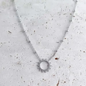 Colliers pendentif soleil en acier inoxydable, argenté, bijoux tendance femme