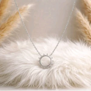 Colliers pendentif soleil en acier inoxydable, argenté, bijoux tendance femme