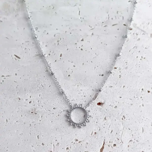 Colliers pendentif soleil en acier inoxydable, argenté, bijoux tendance femme
