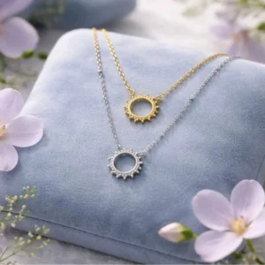 Colliers pendentif soleil en acier inoxydable, doré et argenté, bijoux tendance femme