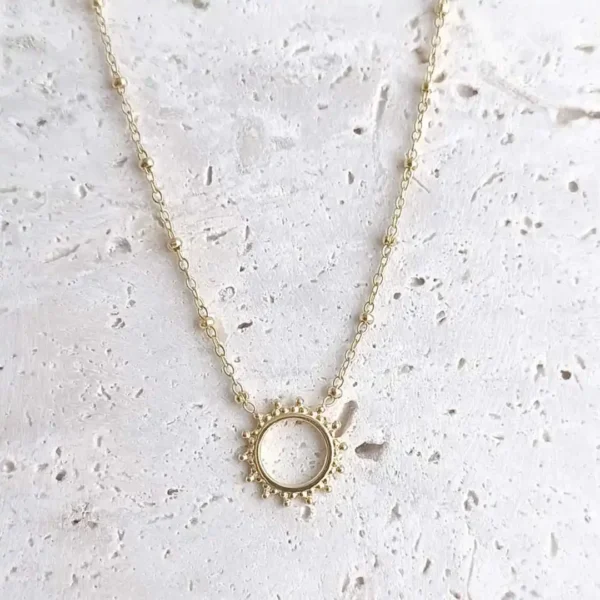 Colliers pendentif soleil en acier inoxydable, doré bijoux tendance femme