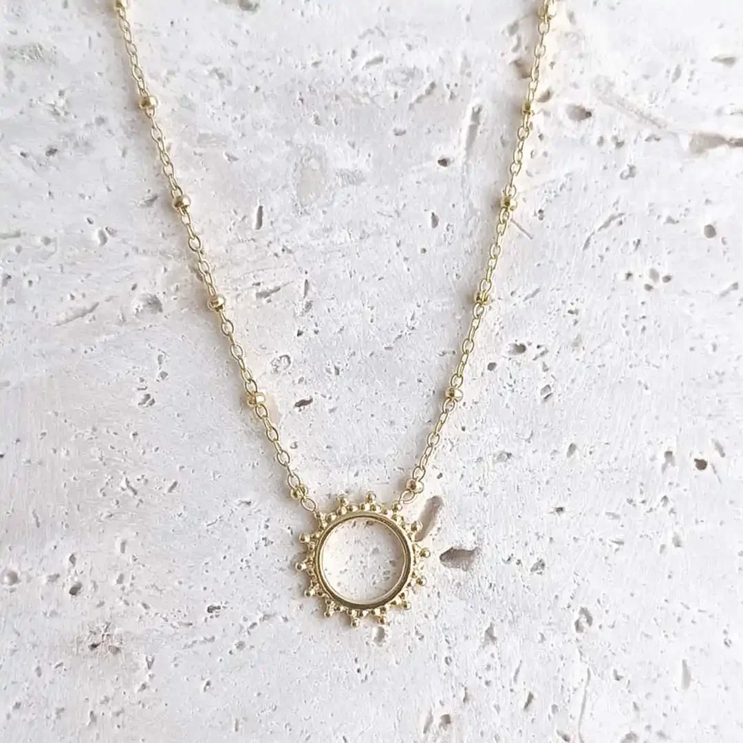 Colliers pendentif soleil en acier inoxydable, doré bijoux tendance femme