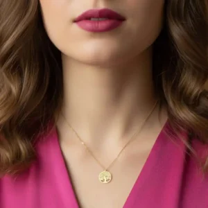 Colliersarbre de vie en acier doré, bijoux symboliques et élégants