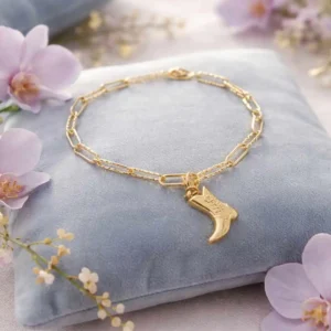 Charm botte en acier doré, bijou avec mousqueton et en forme de botte pour bracelet