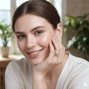 Bague ajustable en acier inoxydable doré avec nacre naturelle, design multi anneaux.