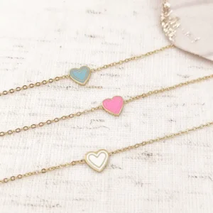 Bracelets Enfants en Acier Doré avec Cœur Émaillé – Cadeau Craquant & Durable