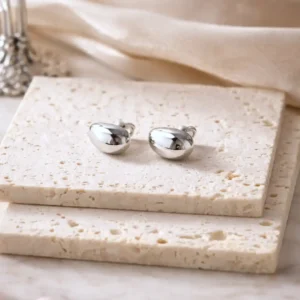 Boucles d’oreilles argent en acier inoxydable forme demi-anneau moderne femme