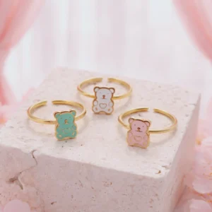 bague enfant acier inoxydable ourson ajustable bague enfant hypoallergénique