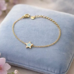 bracelet enfant acier étoile bleu en acier inoxydable doré ajustable