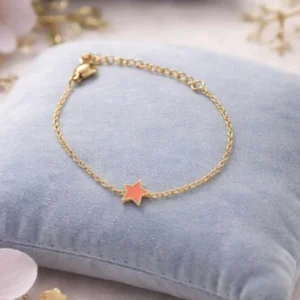 bracelet enfant acier étoile orange en acier inoxydable doré ajustable