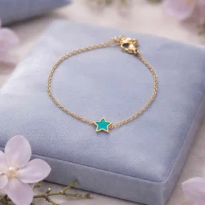 bracelet enfant acier étoile turquoise en acier inoxydable doré ajustable