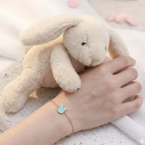 bracelet enfant acier inoxydable lapin bleu fille