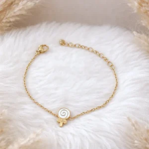 : Bracelet enfant acier inoxydable hypoallergénique pendentif sucette colorée blanche
