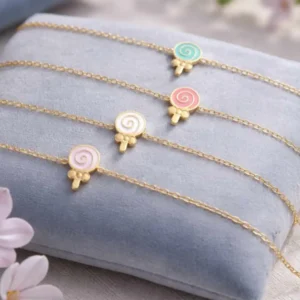 Bracelet enfant acier inoxydable hypoallergénique pendentif sucette colorée