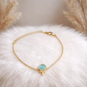 Bracelet enfant acier inoxydable hypoallergénique pendentif sucette turquoise