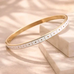 bracelet jonc femme acier inoxydable émaillé blanc