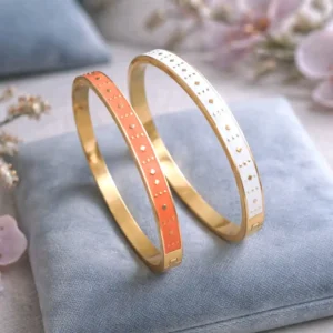 bracelet jonc femme acier émaillé doré design géométrique