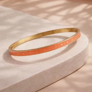 bracelet jonc femme acier inoxydable émaillé orange
