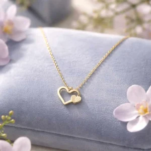 collier cœur acier inoxydable doré femme résistant à l’eau ne noircit pas