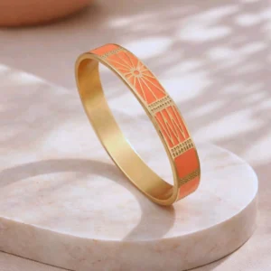 bracelet jonc émaillé orange acier femme bijou moderne