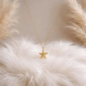Collier étoile de mer doré en acier inoxydable – Bijou chic et élégant pour femme