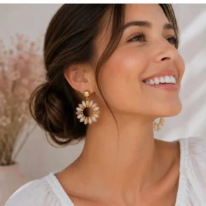 boucles d oreilles inspiration soleil acier dore femme