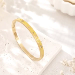Bracelets joncs femme en acier inoxydable doré émaillés jaune