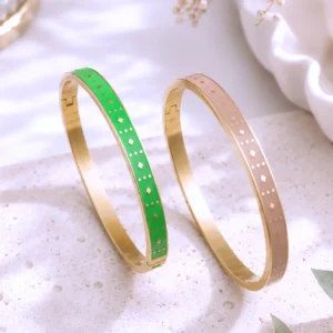 Bracelet jonc émaillé femme doré – Élégance naturelle et couleurs raffinées